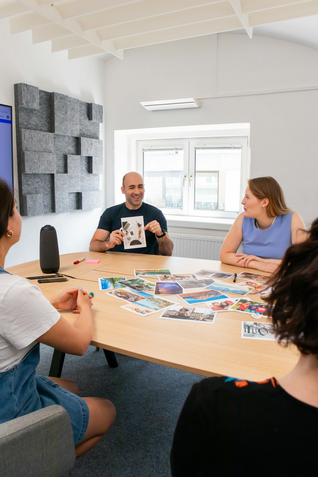A man speaking in a team building activity
